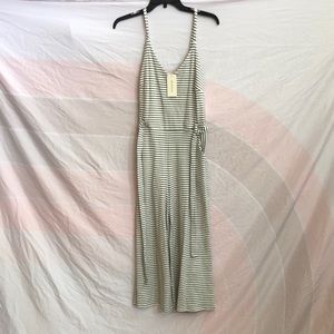 Monteau pantsuit black/white stripes tie elastic waist wide leg new w/ tag Med